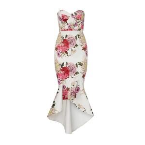 Elle Zeitoune Yasmin Dress White Floral Fishtail size Medium